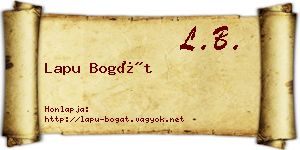 Lapu Bogát névjegykártya